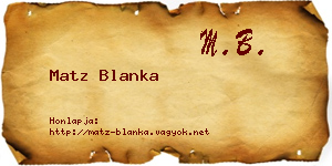Matz Blanka névjegykártya